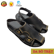 Giày SanDal Nam Bít Mũi Da Bò Dép Nam Quai Hậu Da Bò Thật Cao Cấp HKT SD808