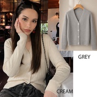 Rib knit sweater Cardigan Wanita
