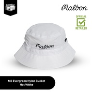 MALBON Evergreen Nylon Bucket Hat White - Golf Sports Bucket Cap Hat