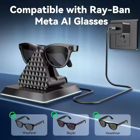 Portable charging dock for Rayban Meta AI Glasses Wayfarer/Skyler/Headliner Mini Charger with USB Ca