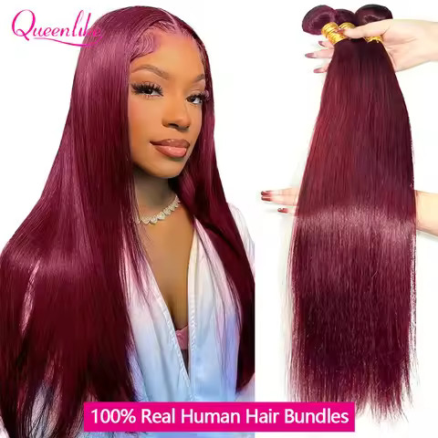 99J Human Hair Bundles Burgundy Color Grade 12A Straight Bundles Human Hair Brazilian Remy Hair 1/3 