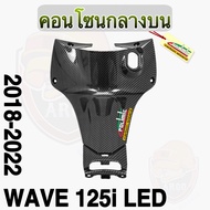 คอนโซนกลางบน Wave 125 i LED (2018-2022) แต่งลายเคฟล่าสาน ชิ้นงานเคลือบเงา มีแถมสติ๊กเกอร์ POLIMIC