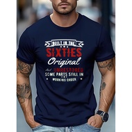 Men's Retro 60s Slogan T-Shirt - Vintage 3D Printed Short Sleeve Round Neck Summer Top with Suitable