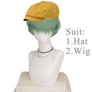 Anime K-pop Demon Saja Boys Baby Green Cosplay Wig with Yellow Hat Halloween Cartoon Hunters Heat-re