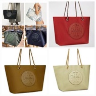 👍💯🗽✈️🧾正貨有單可面交Tory Burch ELLA PRINTED CHAIN TOTEBag size 32*29*16 cm實物超靚任何年齡也可駕馭，特殊塗層防水容易清潔，實用性強可裝下11