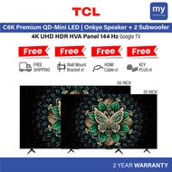 TCL 55 65 Inch QD Mini LED 144Hz 4K UHD HDR10+ Dolby Vision Dolby Atmos MEMC Google TV 55C6K 65C6K