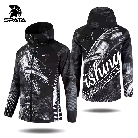 SPATA 2025 Man Windbreaker Waterproof Thermal Breathable Hoodie Long Sleeve Thick Single Fishing Coa