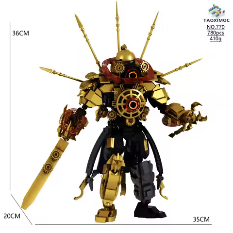 Skibidi Toilet MOC Abstract Robot Building Blocks Compatible With LEGO Dark Gold Titan Clock Man Mod
