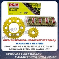 Yamaha Y15 Y16 FZ150 Sprocket Set Racing 428 Chain RKM Gold  (Sekali Rantai RKM)