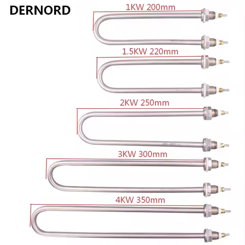DERNORD SUS304 Electric Water Heater 220V/380V U-Shaped Heating Element for Steamer M16/M18 Thread 1