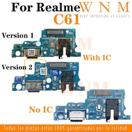 With IC USB Charging Port Dock Connector For Realme C61 RMX3939 RMX3930 RMX3933 Charger Port Board R