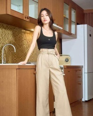 KINNI COTTON PANTS (BROWN/NAVY)กางเกงขายาวผู้หญิง
