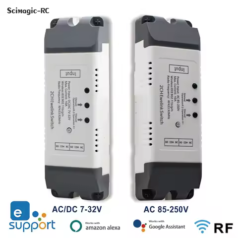2CH Ewelink Smart Remote Control Wireless Wifi Switch Module DC7-32V AC85-250V 2200W RF Receiver 10A