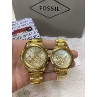 Fossil Couple Accessories Watch Stainless Steel Gold Mortgage Women and Men Watch