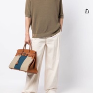 HERMES 拼色帆布  Flag Birkin35手提包35*26*19 98新配件鎖鑰匙塵袋