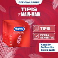 Durex Fetherlite Kondom Super Tipis Kondom Aman Pria 3s (5 pcs) - Condom with Lubricant