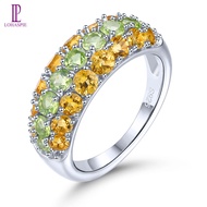 Lohaspie Trang Sức Nhẫn Bạc 2.3 Carat Nhẫn Peridot Citrine Tự Nhiên Nguyên Bản 925 Nhẫn Peridot Citr