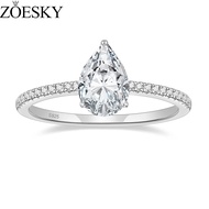 ZOESKY 2CT 925 Sterling Silver Engagement Rings Pear Cut Cubic Zirconia CZ Wedding Promise Rings Stu