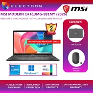 MSI Modern 14 F13MG-881 14" FHD Laptop Platinum Gray ( i5-1334U, 16GB, 512GB SSD, Intel, W11P, H&S )
