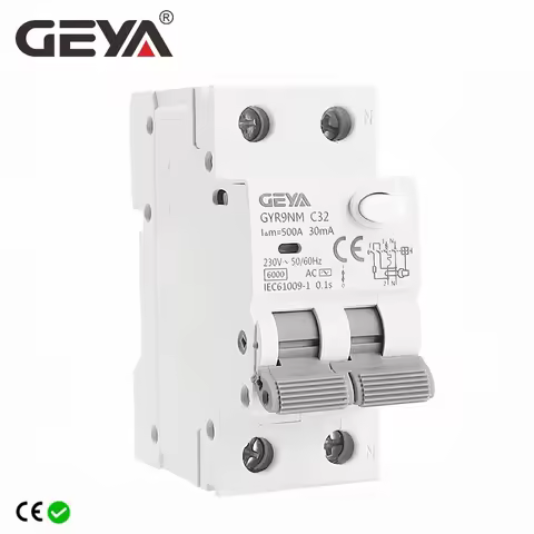 GEYA GYR9NM AC Type RCBO 2P 4P Magnetic Circuit Breaker with Over Current and Leakage Protection Din