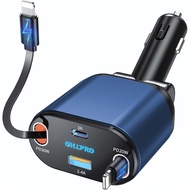 OHLPRO Retractable Car Charger for iPhone, 80W USB C Car Charger Adapter, Gift for Men Women, USB i 