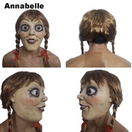 Realistic Annabelle Movie Horror Doll Mask Latex Headgear Halloween Cosplay Props