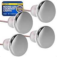 Five Oceans LED Boat Courtesy Lights, 1-5/16-Inch 316 Stainless Steel Round Cover, 4-Pack, IP67 Wate