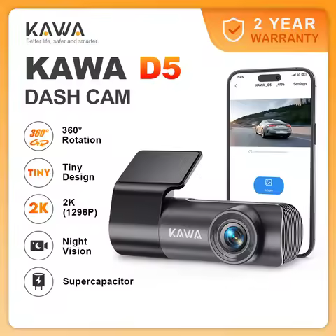 KAWA Dash Cam D5 2K Voice Control 360° Rotation Parking Guard WiFi Monitor G-Sensor Emergency Record