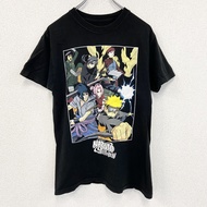古著火影忍者疾風傳短袖動漫印花 T 卹，黑色，圓領，復古設計，小碼
