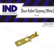 Skun-Sekun-Terminal Kabel Connector-Conector-Konektor Gepeng-Pipih Male-Cowo-Jalu-Laki Socket-Soket Besar Kuningan 6 mm 6x24