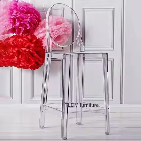 Nordic Transparent Bar Chairs Simple Ghost High Chair Acrylic Creative Bar Stools Outdoor Backrest F