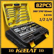 KEELAT 82PCS CrV Automobile Repair Tools Ratchet Spanner Tools Set Box Power Tool Combination Socket