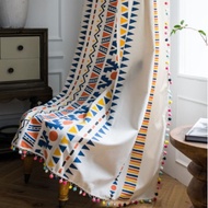 Bohemian Finished Curtain Cotton Tassel Curtain For Living Room French Window Bedroom Blinds Bay Win
