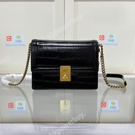 Original Coach Classic Black Hutton Turn lock Croc Effect Crossbody 182