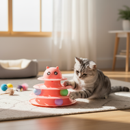 An interactive tower toy for cats with 3 and 4 tiers of balls, perfect for fun playtime  Mainan mena