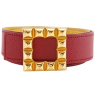 【日本直送】愛馬仕 HERMES Medor 皮帶 可雙面使用 古董 皮革 紅色/黃色 女仕【二手】