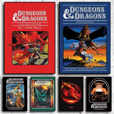 Classic Role-playing Games Poster, Dungeons and Dragons Retro Canvas Art, High Quality Prints,Perfec