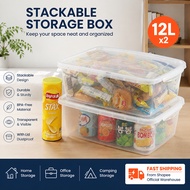 Uhouse Clear Plastic Storage Box, 14 L Latching Box Container with Lid