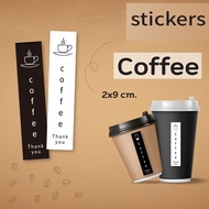 H316_COFFEE STICKER_Sticker with the word "Thanh You" coffee cup, 100 stamps/stack, size 2*9cm