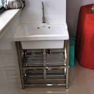 wlBalcony Laundry Tub Stainless Steel with Washboard Whole Washbin Washbasin Wash Basin Sink Laundry