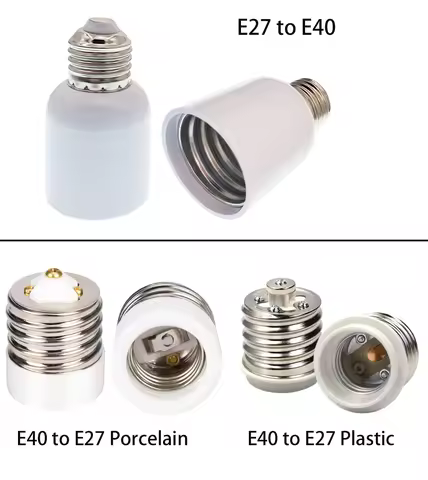 E27 To E40, E40 TO E27 Porcelain High Temperature Resistant Plastic Lampholder LED CFL Halogen Light
