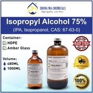 Isopropyl Alcohol 75% (IPA 75%, Rubbing Alcohol) 480ML / 1000ML / 1L / 1 Liter [Zhong Ma Chemicals]