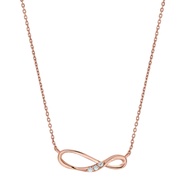 A.CEMI Infinity Ribbon Necklaceสร้อยคอเงินแท้ ชุบทอง 18K โรสโกลว์