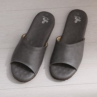 【維諾妮卡】舒適減壓 優質乳膠室內皮拖鞋-灰色