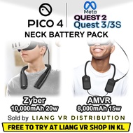 AMVR / Zyber Portable Neck Battery Pack Powerbank for Meta Quest 3 / Meta Quest 3S / Pico 4 VR / Met