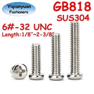 Yiqianyuan 6#-32 GB818 UNC Thread SUS304 Stainless Steel Cross Recessed Pan Head Phillips Screws Mac