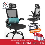 Livefar Ergonomic Chair Office Chair - Mesh Thick Foam Cushion Adjustable Height Computer Chair with Lumbar Support and Flip-up Armrests