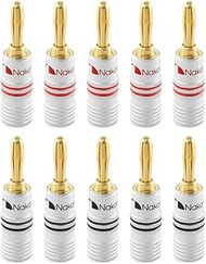 Nakamichi Excel Series 24k Gold Plated Banana Plug 12 AWG - 18 AWG Gauge Size 4mm for Speakers Amplifier Hi-Fi AV Receiver Stereo Home Theatre Audio Wire Cable Screw Connector 10 Pcs (5-Pairs)
