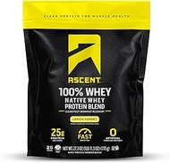 Ascent 100% Whey Protein Powder - Post Workout Whey Protein Isolate, Zero Artificial Flavors & Sweet