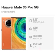 Used HUAWEI MATE 30 PRO 4G (8GB+256GB ROM) || MATE 30 PRO 5G || Original HUAWEI Malaysia (DEMO UNIT)
